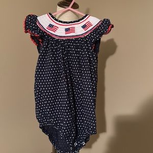 Toddler Smocked American Flag Romper